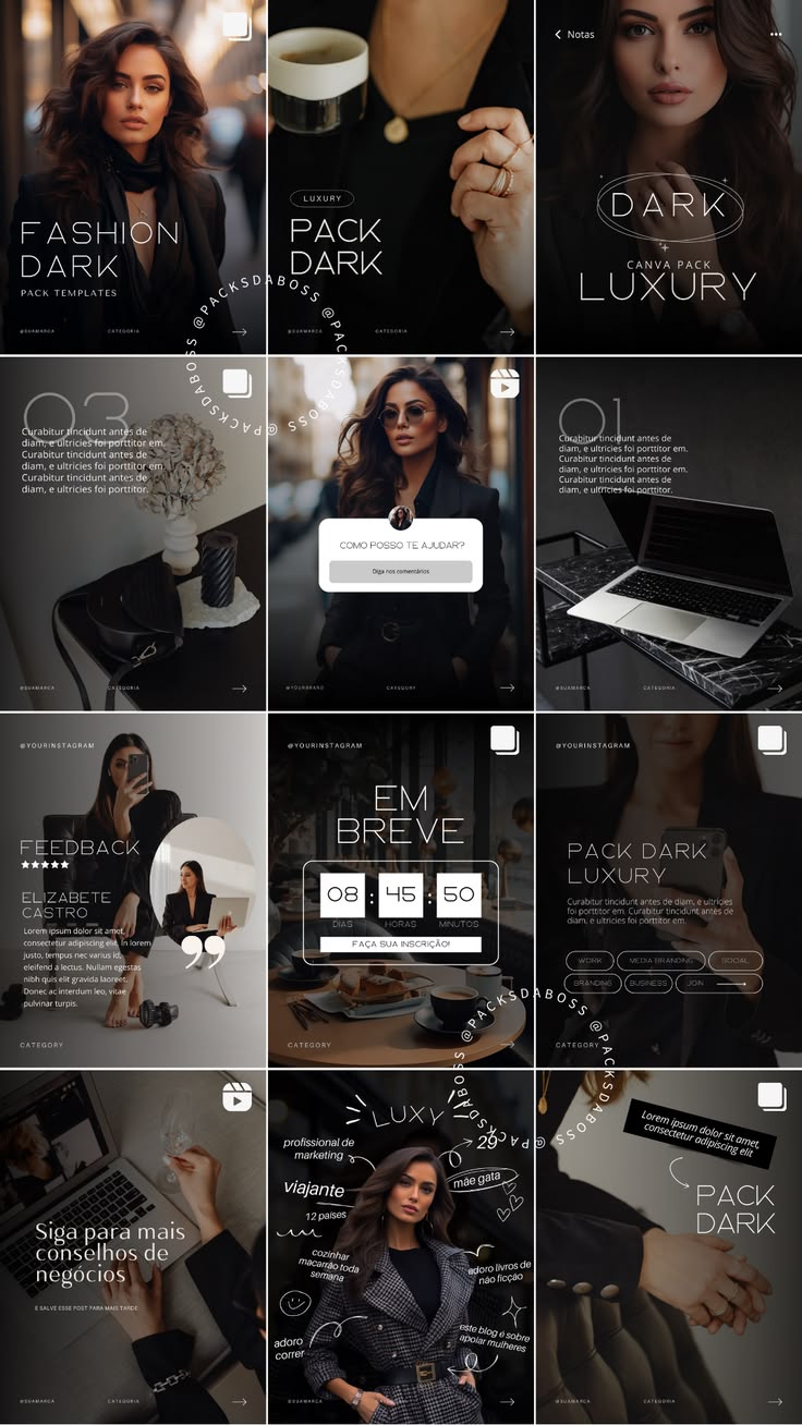 Templates criativos editaveis Instagram   Instagram post template   Packs da Boss    2
